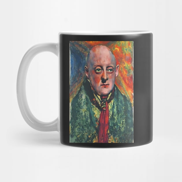 Painting of Aleister Crowley The Great Beast of Thelema painted in a Surrealist and Impressionist style by hclara23